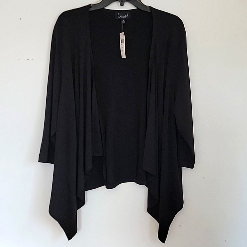 Connected Apparel Women's Black High Low Open Coverup/Cardigan Sweater Size 1X